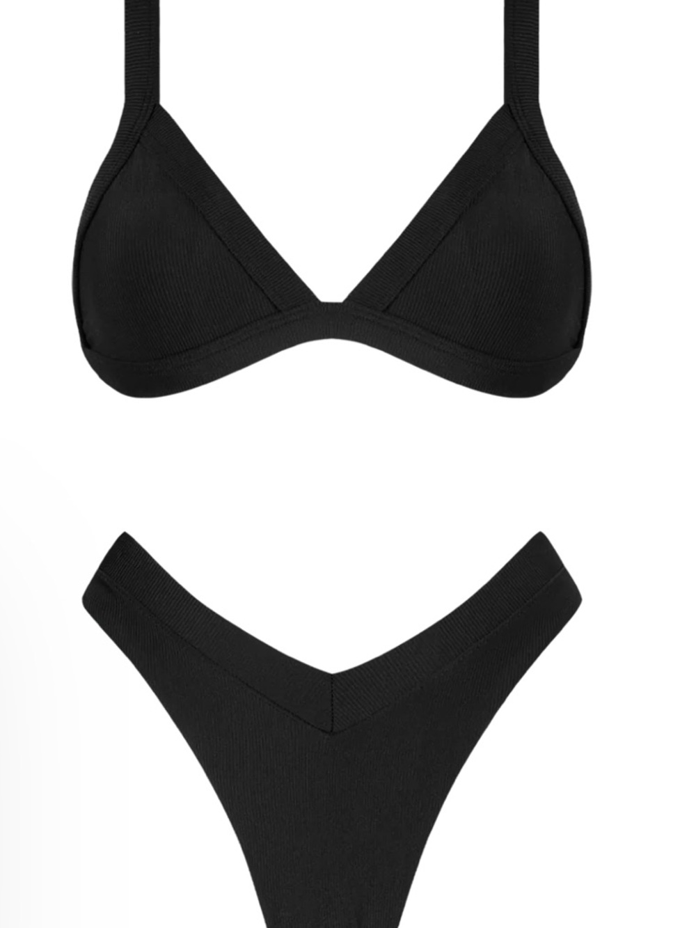 Classic Black V-Neck Triangle Bikini Set